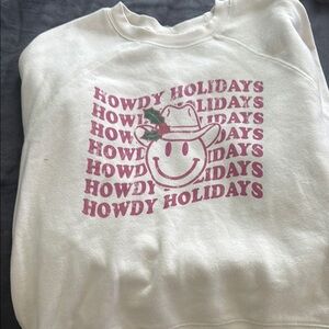 Altar'd State Cream and Pink Crew Neck Sweater